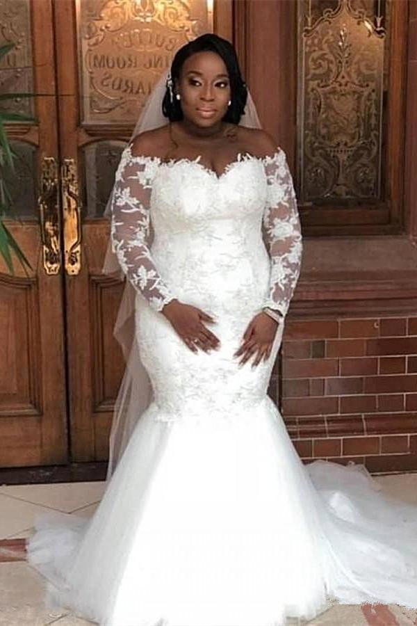 Mermaid bridal gowns plus size best sale