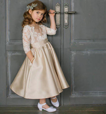 Long Sleeve Champagne Mother Daughter Matching Formal Dress GFGD467