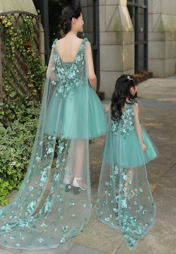 Flowers High Low Mother Daughter Matching Formal Dress GFGD493