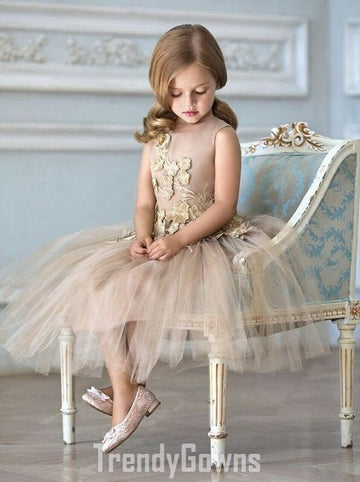 Champagne Tea-length Kids Party Dress GACH001