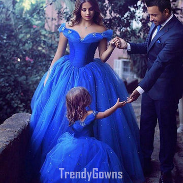 Off The Shoulder Royal Blue Toddler Ball Gown GACH037