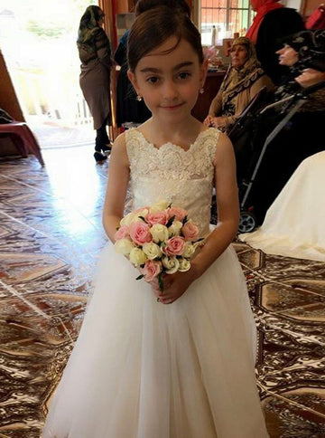 White Flower Girl Paty Gown GACH154