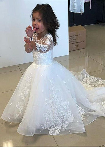 Lace White Toddler First Communion Gown GACH185