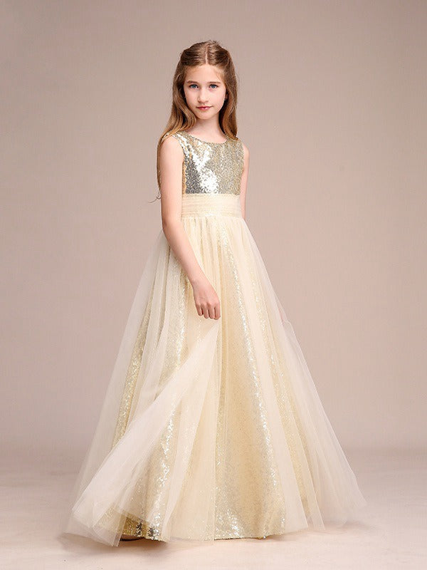 Kids Sequin Tulle Party Gown GBCH035