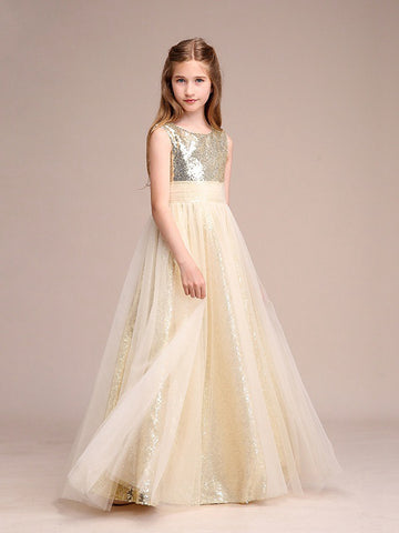 Kids Sequin Tulle Party Gown GBCH035