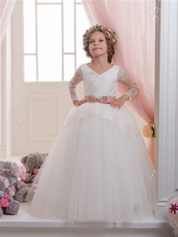 Long Sleeve Kids Party Gown GCHK142