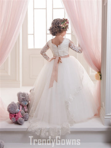 Long Sleeve Kids Party Gown GCHK142