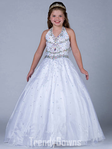 Beading Royal Blue Kids Junior Party Gown Age 6-14 GCH0352