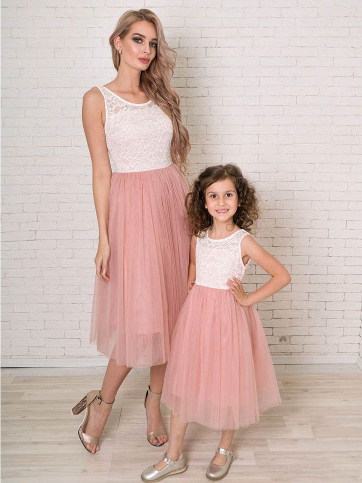 Pink Short Mother Daughter Matching Formal Dress MGD022