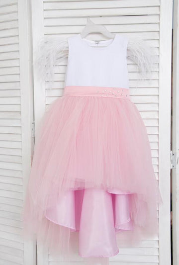 Pink High Low Mother Daughter Matching Formal Dress MGD026