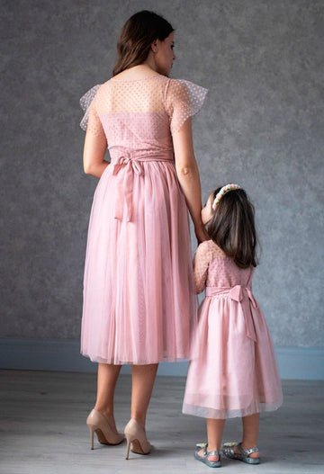 Pink Short Mother Daughter Matching Formal Dress MGD027