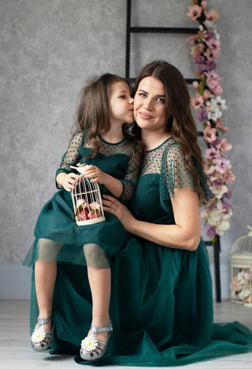 Ink Blue Mother Daughter Matching Formal Dress MGD027