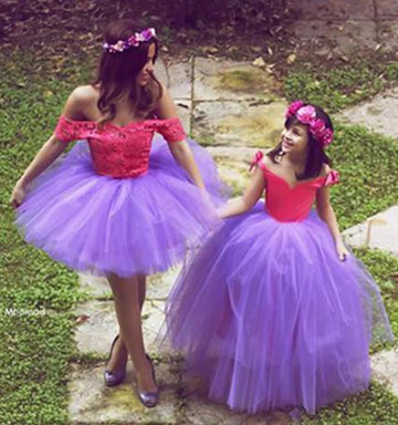 Princess Purple Mother Daughter Matching Formal Dress MGD104