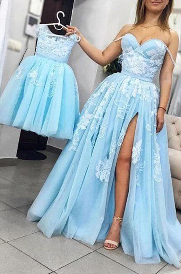 Light Blue Mom Daughter Matching Formal Dress MGD107