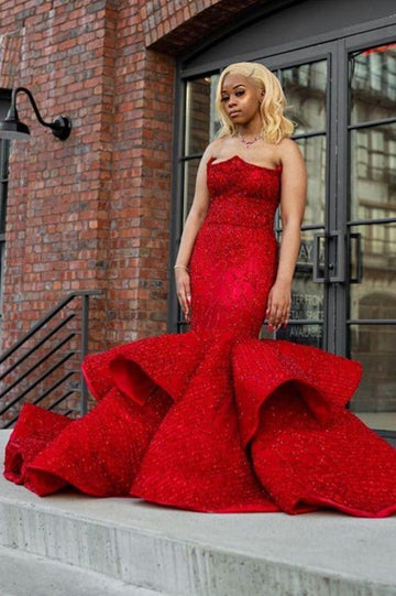 Plus Size Red Sweetheart Mermaid Charming Evening Gown JTE192