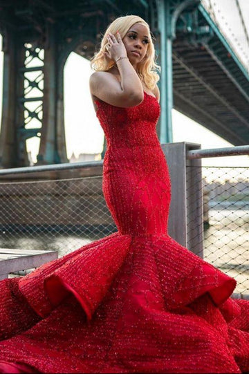 Plus Size Red Sweetheart Mermaid Charming Evening Gown JTE192