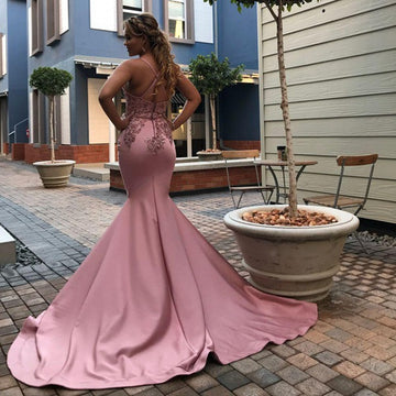 Trendy Plus Size Pink Appliques Mermaid Evening Gown JTE288