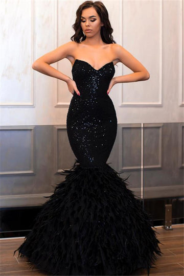 Trendy Black Sequin Mermaid Evening Gown JTE439