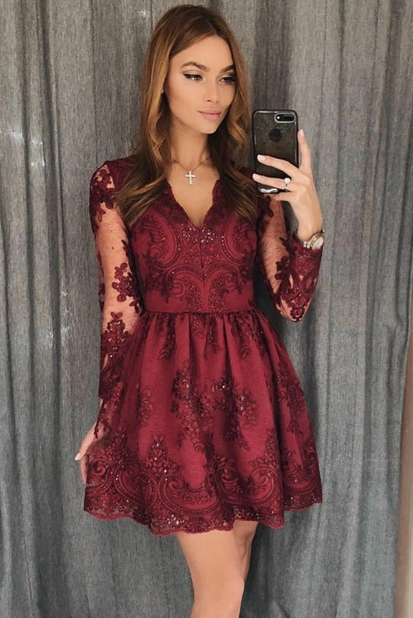 Burgundy junior store prom dresses