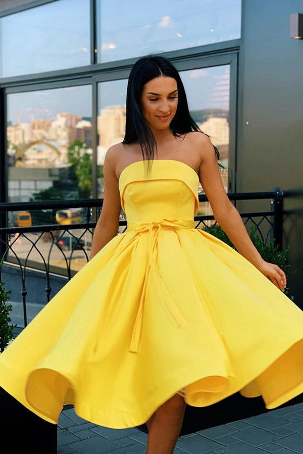 Trendy Short Yellow Juniors Prom Dress JTSH075