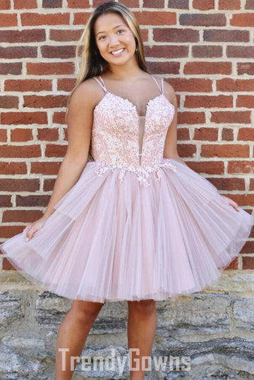 Trendy Pink Plus Size Junior Short Prom Dress JTSH144