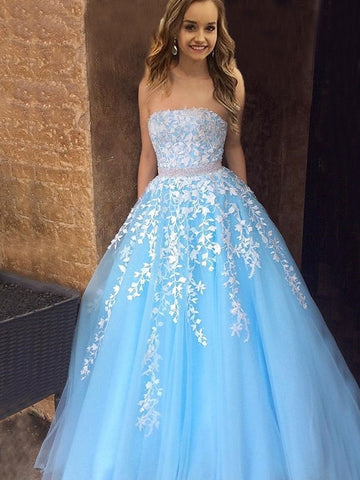 Baby Blue Lace Junior Prom Dress GTEEN036