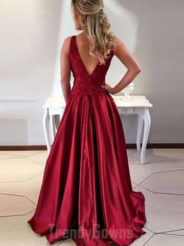 Satin Burgundy Junior Prom Dress GTEEN057