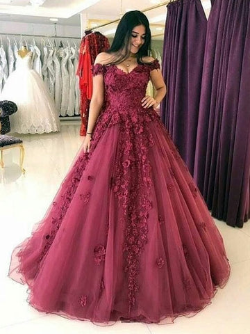 Dark Burgundy Girls Lace Junior Prom Dress GTEEN072