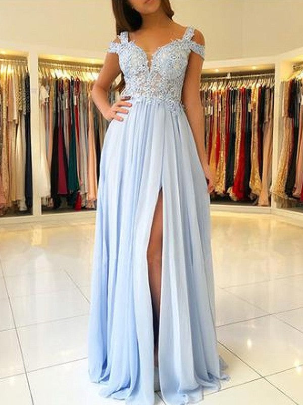 Chiffon Lace Sky Blue Junior Prom Dress GTEEN075