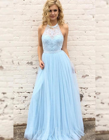 Sky Blue Halter Junior Prom Dress GTEEN081