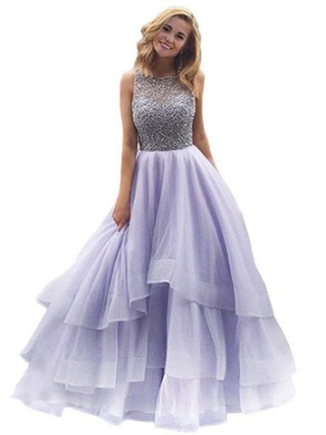 Lavender Princess Tulle Junior Prom Dress GTEEN091