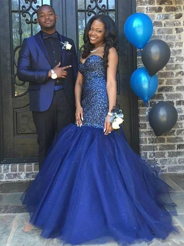 Dark Royal Blue Sweetheart Mermaid Junior Prom Dress GTEEN094