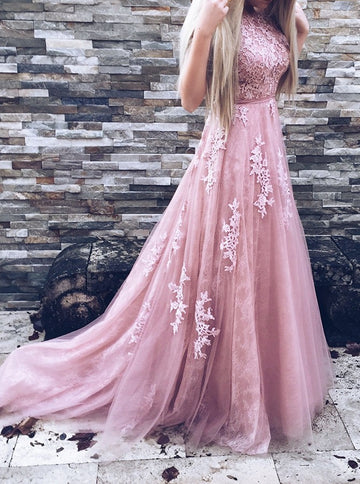 Pink Lace Princess Junior Prom Dress GTEEN098