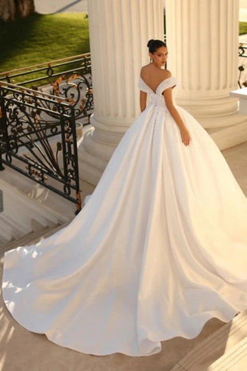 Trendy Off-the-Shoulder Ball Gown Bridal Gowns TWA097