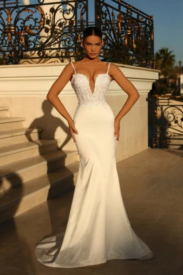 Trendy Spaghetti-Straps Mermaid Bridal Gowns TWA098