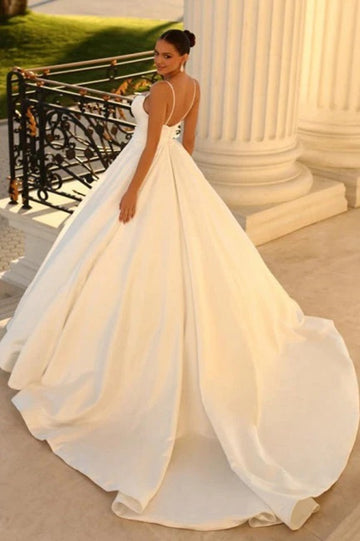 Trendy Spaghetti-Straps Satin Ball Gown Bridal Gowns TWA100