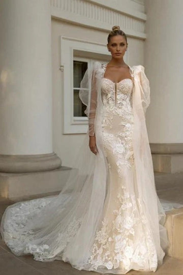 Trendy Mermaid Sweetheart Lace Bridal Gowns TWA116