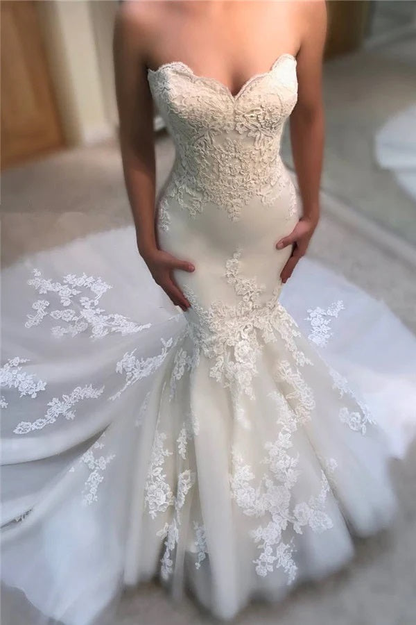 Sweetheart Lace Mermaid Wedding Gowns TWA153