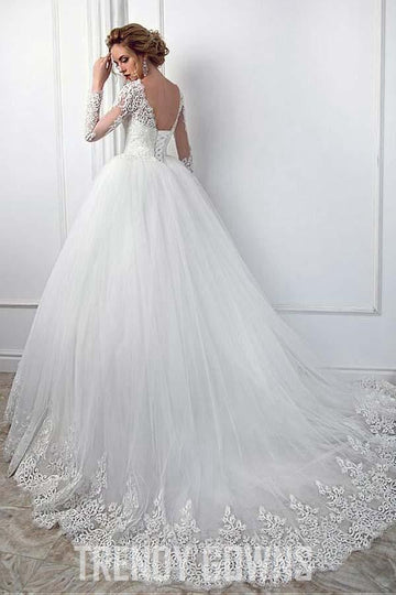 Trendy Ball Gown Lace Appliques Wedding Gown TWA1932