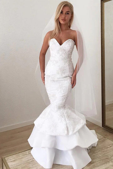 Trendy Plus Size Sweetheart Ruffles Mermaid Wedding Gown TWA203