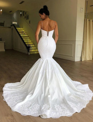 Trendy Spaghetti Straps Mermaid Wedding Gown TWA206