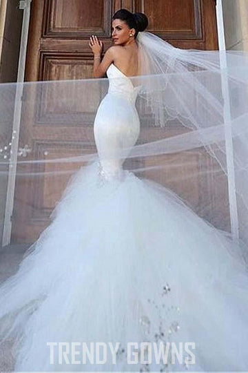 Trendy Sweetheart Beading Mermaid Wedding Gown TWA2142