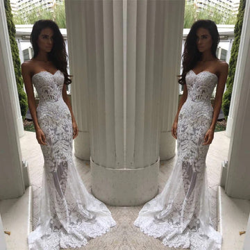 Trendy Sweetheart Lace Mermaid Wedding Gown TWA215