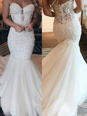 Trendy Sweetheart Lace Mermaid Wedding Gown TWA220