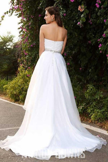 A-Line Sweetheart High Low Satin Wedding Gown TWA2312