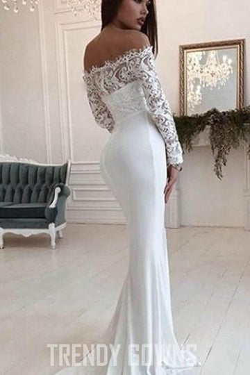 Trendy Scoop White Mermaid Wedding Gown TWA2332