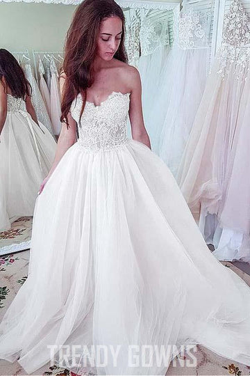 Trendy Sweetheart A-line Lace Appliques Wedding Gown TWA3622