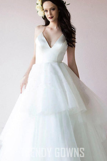 Trendy Classic Straps V Neck Wedding Gown TWA3882