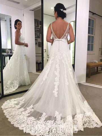 Trendy Spaghetti Strap Lace Wedding Gown TWA4282