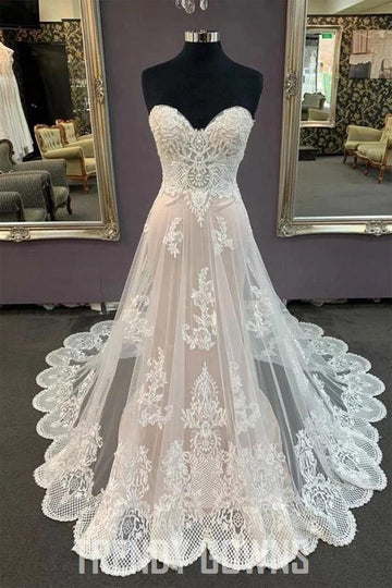 Trendy A Line Sweetheart Appliques Wedding Gown TWA5072